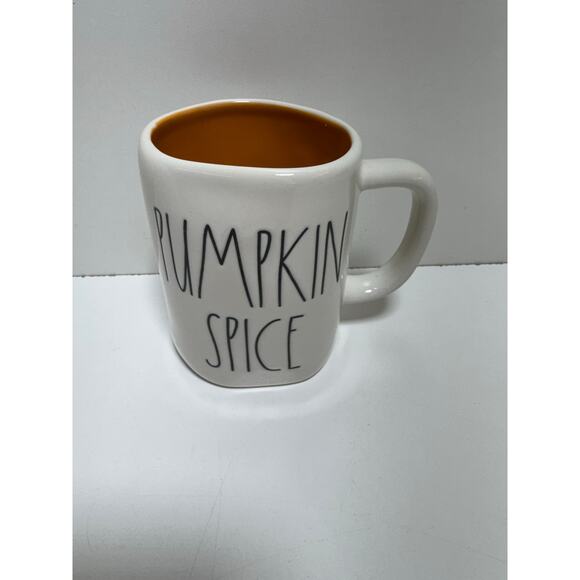 Rae Dunn Pumpkin Spice Coffee Mug Artisan White Orange Inside Fall 16 Oz - Picture 3 of 6